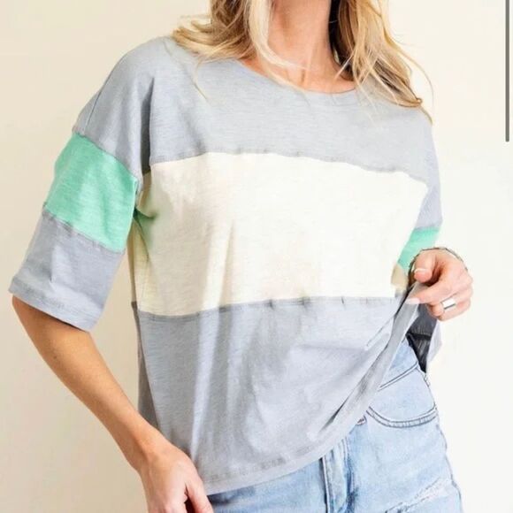 Saturday Sunday By Anthropologie Color Block Tee Size S - Picture 1 of 4